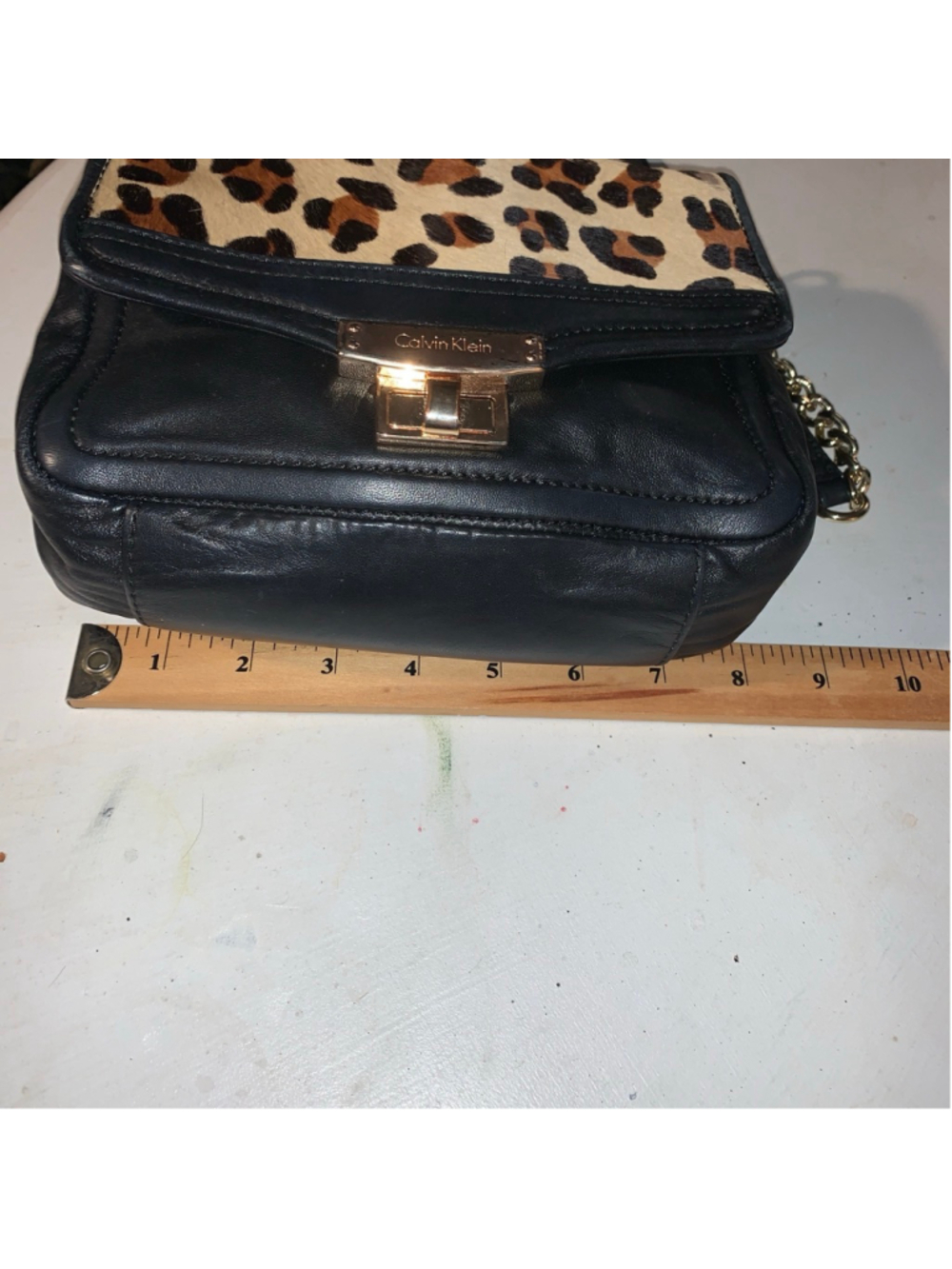 Women's Calvin Klein Black & Animal Print Crossbody Bag Small - Picture 4 of 13
